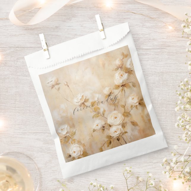 Romantische Cream White Roses Hochzeit Geschenktütchen (Ausgeschnitten)