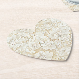Romantische Creme Elfenbein Blumen Hochzeit Untersetzer