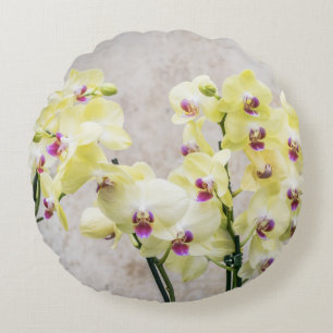 Romantische Creme & Lilac Orchids Rundes Kissen