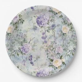 Romantische Creme Purple Blumen Hochzeit Pappteller