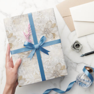 Romantische Creme Spitze Rose Blumige Hochzeit Geschenkpapier