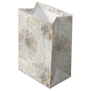 Romantische Creme-Spitze-Rosen-Blumen-Hochzeit Mittlere Geschenktüte