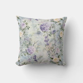 Romantische creme-violette Blumen Kissen