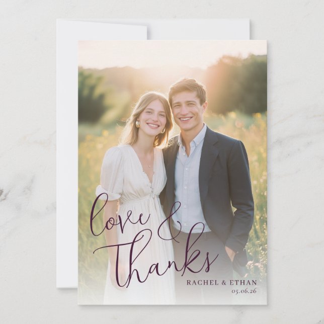 Romantische Cremefarbene Marine Foto Dankeskarte (Vorderseite)