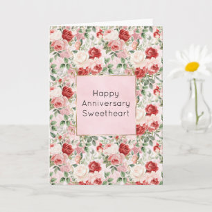 Romantische cremefarbene rote rosa Rosen Blumen zu Karte