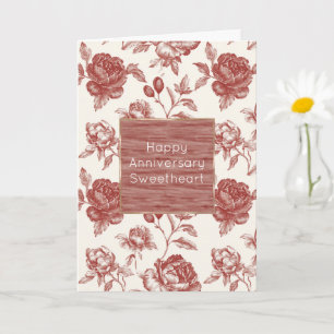 Romantische cremefarbene rote Rosen Florale Jubilä Karte