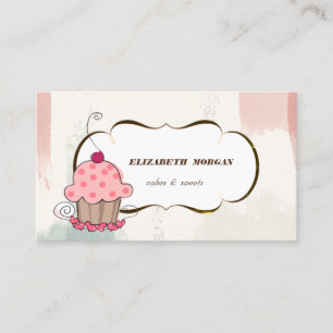Romantische Cupcake Bäckerei, Wasserfarbe Pinselst Visitenkarte