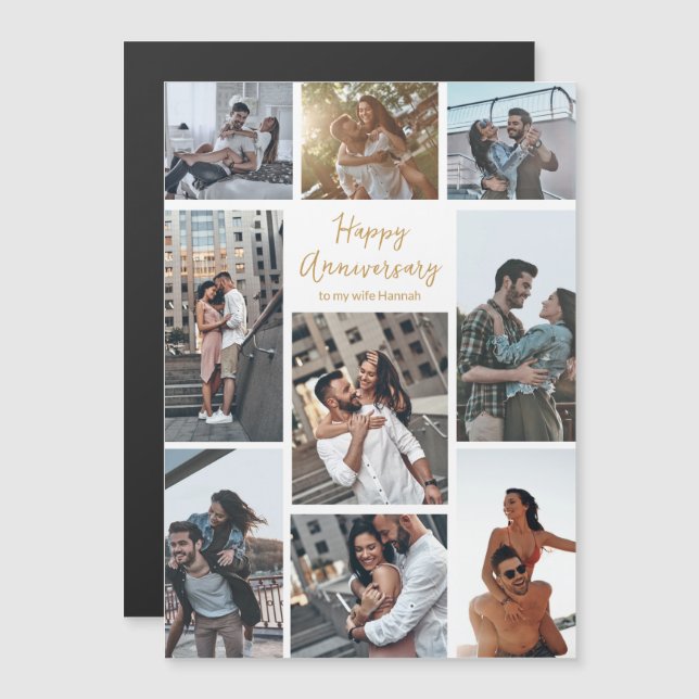 Romantische Custom Anniversary Foto Collage Magnet (Vorne/Hinten)