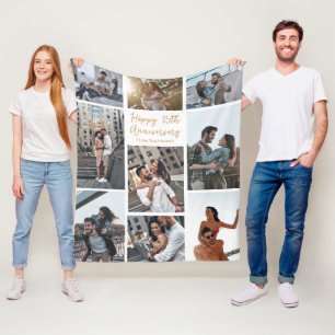 Romantische Custom Anniversary Foto Collage Modern Fleecedecke