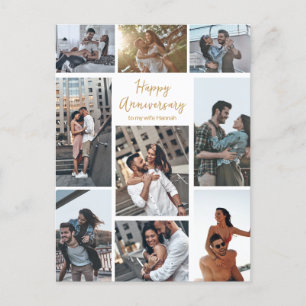 Romantische Custom Anniversary Foto Collage Modern Postkarte