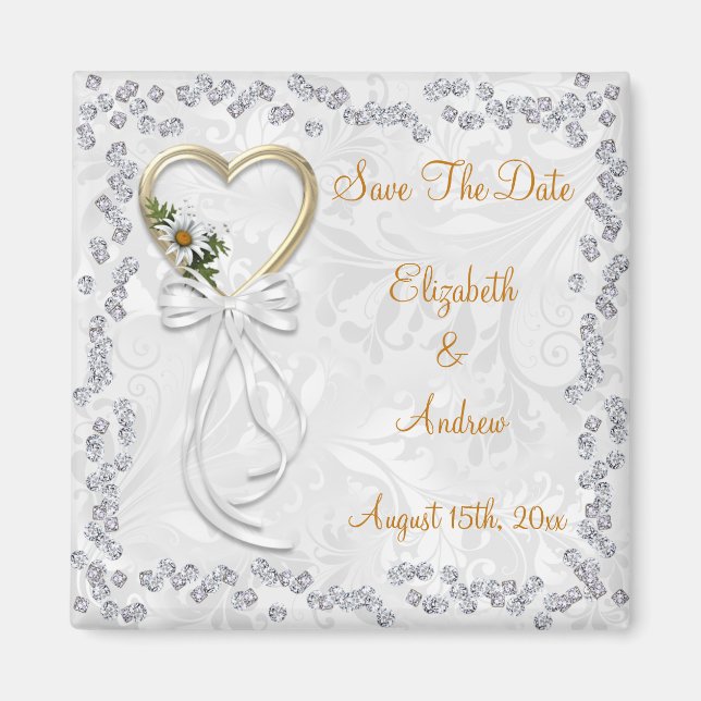 Romantische Daisy, Diamonds und Ribbon Magnet (Vorne)