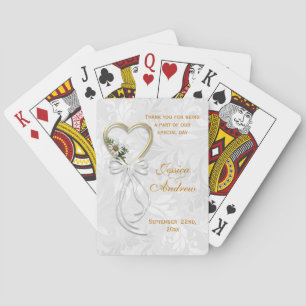 Romantische Daisy, goldenes Herz und weißes Band Spielkarten