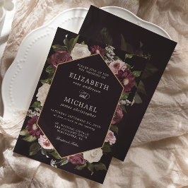 Romantische Dark Moody Floral Wedding Einladung