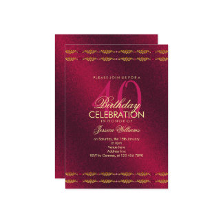 Romantische Dekorationsgrenze, Garnet Gem Birthday Einladung