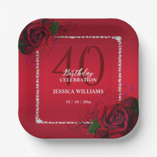 Romantische dekorative Rose Geburtstagsparty Pappteller