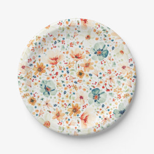 Romantische Delikatessen Blume Wasserfarbe Garten  Pappteller