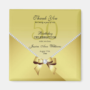 Romantische Diamanten & Gold Bow 50. Geburtstag Magnet