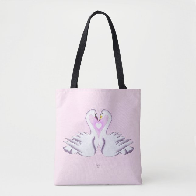 Romantische Doppelschwan-Herzliebe Rosa Überall  (Vorderseite)