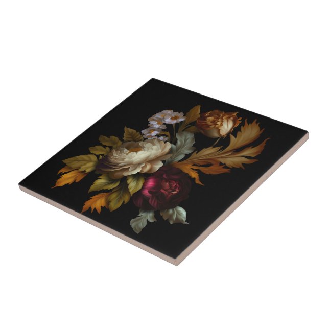 Romantische dramatische "Old World"-Blüte 3 Fliese (Seite)