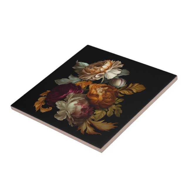 Romantische dramatische "Old World"-Blüte 4 Fliese (Seite)