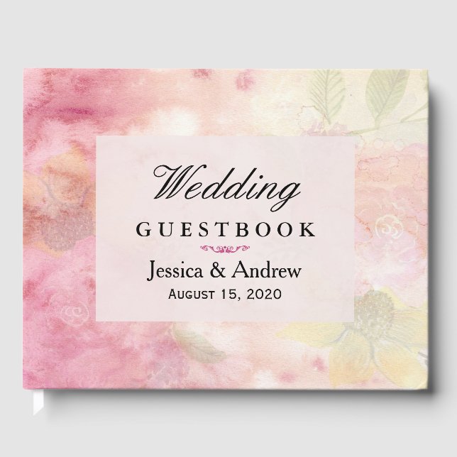 Romantische Dreamy Blossom Wedding Gästebuch (Vorderseite)