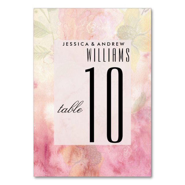 Romantische Dreamy Blossom Wedding Tischnummer (Vorderseite)
