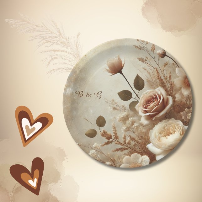 Romantische Dreamy Floral Wedding Pappteller (Von Creator hochgeladen)