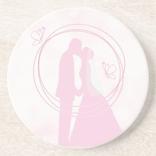 Romantische Dreamy Pink Wedding Couple Getränkeuntersetzer