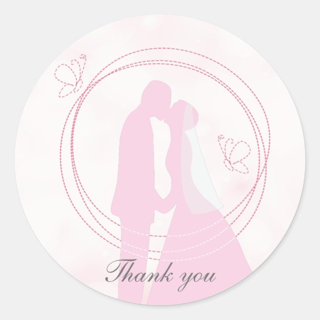 Romantische Dreamy Pink Wedding Couple Runder Aufkleber (Vorderseite)