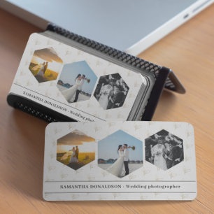 Romantische Drei-Fotos-Hochzeitsfotografie Visitenkarte