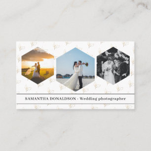 Romantische Drei-Fotos-Hochzeitsfotografie Visitenkarte
