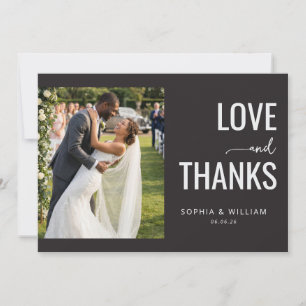 Romantische dunkelbraune minimalistische Fotografi Dankeskarte