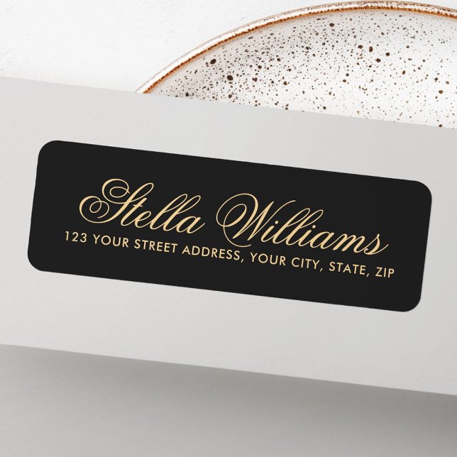 Romantische dunkelgraue Kalligraphieadresse (Romantic dark gray calligraphy script address label)