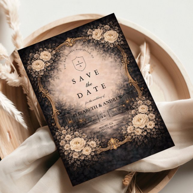 Romantische dunkle Barock-Hochzeit Save The Date (Von Creator hochgeladen)