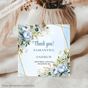 Romantische Dusty Blue Gold Glitzer Gastgeschenk H Geschenkanhänger