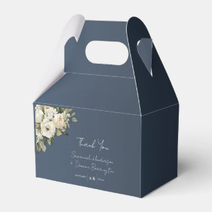 Romantische Dusty Blue White Roses Wedding Geschenkschachtel
