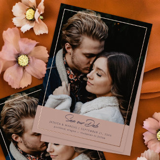 Romantische Dusty Blush Save the Date Foil Einladu Folieneinladung