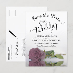Romantische Dusty Mauve Rose Wedding Save the Date Ankündigungspostkarte