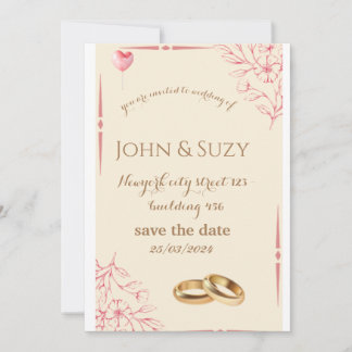 Romantische Dusty Rose Einladung zur Hochzeit |