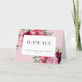 Romantische Dusty Rose Peony Moderne Rahmen Dankeskarte