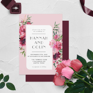 Romantische Dusty Rose Peony Moderne Rahmen Einladung