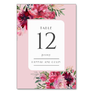 Romantische Dusty Rose Peony Moderne Rahmen Tischnummer