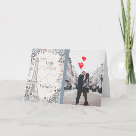 Romantische Ehefrau Valentinstag Eiffelturm Feiertagskarte