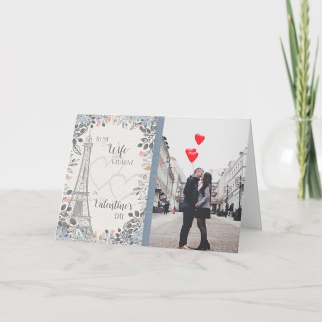 Romantische Ehefrau Valentinstag Eiffelturm Feiertagskarte (Vorderseite)