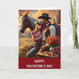 Romantische Ehefrau Western Valentinstag Feiertagskarte