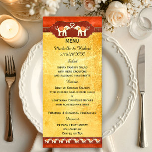 Romantische Elefanten Hochzeitsmenü Menükarte