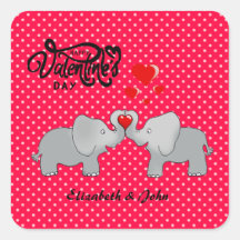 Romantische Elefanten & rote Herzen auf Polka-Punk