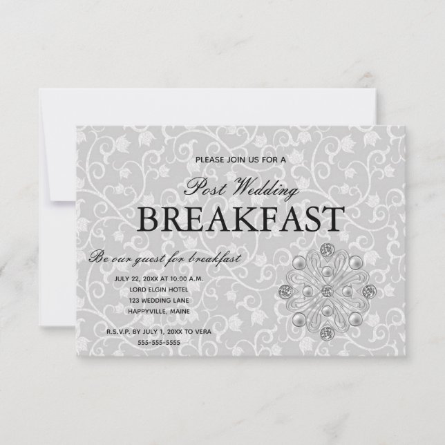 Romantische Elegance Post Wedding Breakfast RSVP Karte (Vorderseite)