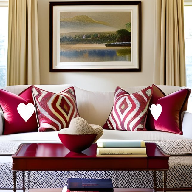 Romantische Elegance Weißes Herz Embraise Rosa Kissen (Von Creator hochgeladen)