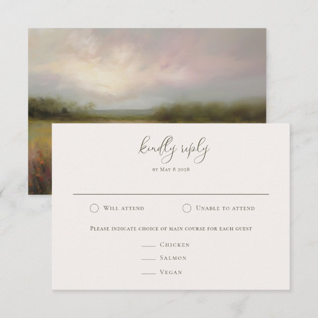 Romantische Elegant Impressionistische Landschaft  RSVP Karte (Vorne/Hinten)